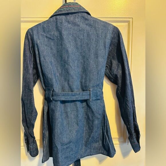 Denim 1970’s Embroidered Jacket Made in Mexico with belt Sz S - Picture 8 of 10